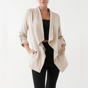 Hemp/Organic Cotton Blend Open Front Jacket | Taupe